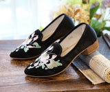 Breakj Grain Bottom Square With Muller Single Shoes Lotus Embroidered Cloth Shoes Bright Silk Cloth Fashion A Foot Pedal Women's