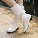 Breakj Autumn And Winter Student Knight Boots Low And Round Head After The Tie Warm Medium Boots