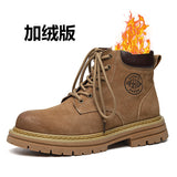 Breakj 2023 Spring And Autumn New Platform Men's Big Head British Style Ankle Boots Help Big Yellow Boot