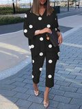 ZANZEA Fashion Urban Tracksuits Trouser Suits 2PCS Casual Pant Sets Women Summer Polka Dot Printed Matching Sets Two Piece