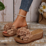 Breakj New Summer Women's Slope And Thick-Bottom Slippers Large-Size Wear With Flowers