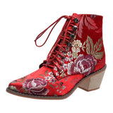 Breakj Size 43 New Coarse And High-With Martin Boots Female Pointed Embroidery National Style With Short