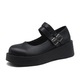 Women Flats New Student Mary Jane Shoes Women's Shallow Mouth Retro French Thick Sole Shoes Small Leather