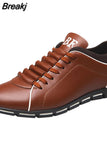 Men Fashion Solid Leather Business Sport Flat Round Toe Casual Shoes Men's Casual Shoes Fashion Summer Casual Shoes Men