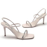 Sandals Women Rhinestone Sexy Thin High Heels Sandals Female 2024 New Summer Party Dress Shoes Ladies Black Pumps