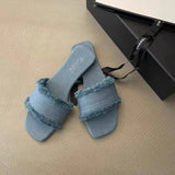 Breakj Summer Retro Temperament Cross With Roman Shoes Beach Shoes Soft Bottom Dew One-Word Buckle With Sandals