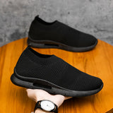 Popular Style Pure Black Summer Men's Shoes Breathable Trend Sports Leisure Shoes Men's Flying Mesh Running