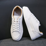Summer New Leather Face Pure Color Flat Shoes Women's Students Light Women's Casual Sports Small White