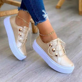 White Shoes Women 2022 Fashion Round Toe Platform Shoes Size Casual Shoes Women Lace Up Flats Women Loafers Zapatos