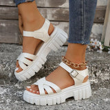 Breakj High Heels Gladiator Sandals Woman Open Head Sexy Block Heel Platform Shoes Summer Buckle Size 35-43 Women