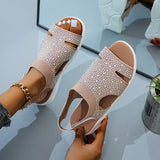 Sandal New Style Summer Women Sheos Comfortable Outdoor Sandals Rhinestone Solid Color Platform Shoes Crystal