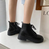 Breakj 2025 New Black Handsome Martin Boots Women's Thick-Bottomed Short