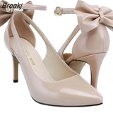 Women Pumps Pointed Toe Ankle Strap Sandals Slingback Pumps Bow High Heels Kitten Heel Party Red Wedding Dress
