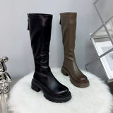 Breakj Boots 2025 Autumn High-Cvalry Knight Boots Thick Bottom Raised Women's Boots After Zipper Thin