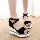 Summer New Slope Heel Rhinestone Word Sandal Women's Waterproof Platform With Platform Platform Women's