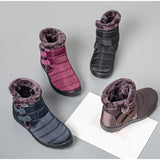 Winter Boots 2021 Non Slip Plush Warmth Snow Boots Ladies Hook Loop Solid Flats Female Short Boots Plus Size Woman