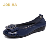 Women Fashion Flats Shoes Cow Leather Shoes Women Round Toe Loafers Woman Soft Ballet Flats Shoes Genuine