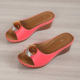 Breakj And Flower Slippers Women Wear 2025 Summer New Large Size Loose Cake Thick Bottom Comfortable Cool
