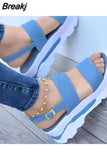 Women Sandals Shoes Summer New Platform Wedges Comfortable Ladies Shoes Open Toe Buckle Strap Slippers Female Leisure