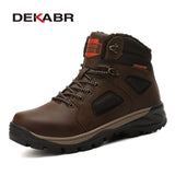 Split Leather Men Waterproof Warm Boots Men Casual Shoes Fashion Ankle Boots For Men High Top Outdoor Winter Men