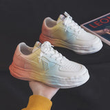 Sneakers Gradient Biscuits Bottom Female Student Sneakers Korean Ins Tide 2021 Fall New Thick Bottom Casual Shoes