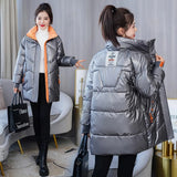 2021 New Long Parkas Fashion Warm Winter Jackets For Women Casual Gloosy Parka Winter Coat Female Padded