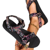 Breakj Summer New Thick-Soled Cloth National Wind Women's Shoes Fish Mouth Color Magic Stick Beach