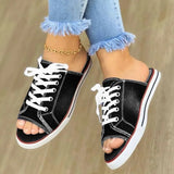 Women Canvas Sandals 2021 Fashion Breathable Summer Slippers Open Toe Shoes Ladies Faux Denim Flat Shoes Zapatos