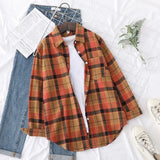 New Fashion Loose Womens Plaid Shirt Fresh College Style Design Blouses And Tops Long Sleeve Casual Female Checked
