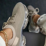 Sneakers Knitted Breathable Women's Vulcanized Shoes Lace Up Casual Flat Shoes Female Spring Ladies Running Shoes