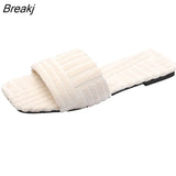 Size 42 Slippers Women Fashion Flat Casual Shoes Green Outdoor Walking Slides 2023 New Female Peep Toe Lightweight