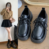 Head Small Leather Shoes Female College Wind Jk Uniform Shoes A Word Button Soft Sister Mary Jane Single Shoes Black