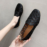 Breakj Shoes Women 2025 Summer New Large Square Head Shallow Flat Shoes Soft Soles Pregnant Women's Singles