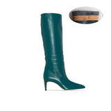 High Heels Western Boots Fashion Knee High Boots Women Microfiber Thin High Heel Long Boots Pointed Toe Autumn Winter
