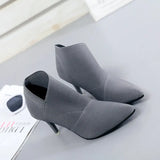 Spring and Autumn New Solid Tone Pointed Sleeve Wearing Thin Heel Versatile Single Boot Women Comfortable Women's