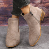 Breakj Women's Boots New Square With Large Size Women's Boots Velvet Fashion Boots Side Zippered Tips Short