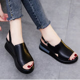 Thick-soled Wedge Sandals Women 2022 New Summer High-heeled Fish Mouth Women's Shoes Soft Leather High Platform Shoes