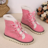 Breakj Size Snow Boots Women 2024 Autumn / Winter New Velvet And Thick Lace Warm Cotton Shoes Cotton Boots