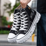 Canvas Shoes High Top Flat Shoes for Men Black White Sneakers Non-slip Shoes Canvas Sneakers Sneakers for Men Casual