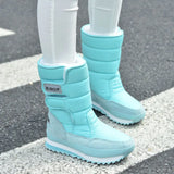 Boots Women Shoes 2023 Mid-calf Women Winter Platform Boots Round Toe Solid Warm Plush Shoes Woman Zapatos De Mujer