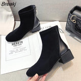 Chelsea Ankle Boots Women's Flocked Leather Ankle Boots Women's Platform Mid High Heel Winter Boots Women's