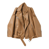 Spring Autumn Faux Leather Jackets Women Loose Casual Coat Female Drop-shoulder Motorcycles Locomotive Outwear With