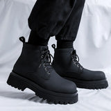 Breakj Kong Wind Tooling Boots Male Fashion Autumn New Handsome Black Locomotive Ankle Boots British Wind Martin Boots