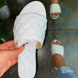 Rhinestone Slippers Crystal Slides Women Summer Flat Shoes Sewing Sliders Womens Summer Shoes Wholesale Ins Trending