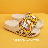 Indoor Home Bathroom Slides Thick EVA Bottom Sole Summer Couple Cute Cartoon Non-Slip Shoes Soft Flat