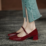 Mary Jane Shoes Spring 2023 New Thick Heel Retro Square Head Women's Shoes Fashion Temperament In The Heel Simple Single