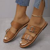Buckle Flat Bottom Slipper Female 04 New Toe Beach Cold