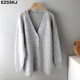 spring autumn sweater long sweater Cardigan Women v-neck Knitted Jacket Cardigan Sweater Female elegant Coat out