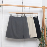 High-Waisted Open Forked-Butg Anti-Walking A-Word Short Skirt Woman 2023 Suit Fabric Thin A-Dress Skirt