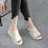 Summer Fashion New Large Women's Sandals Women's Outerwear Open Toe Solid Color Comfortable Thick Sole